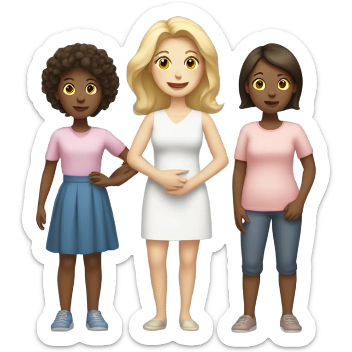 white family, brunette woman and blonde woman as mothers to two girl children sticker