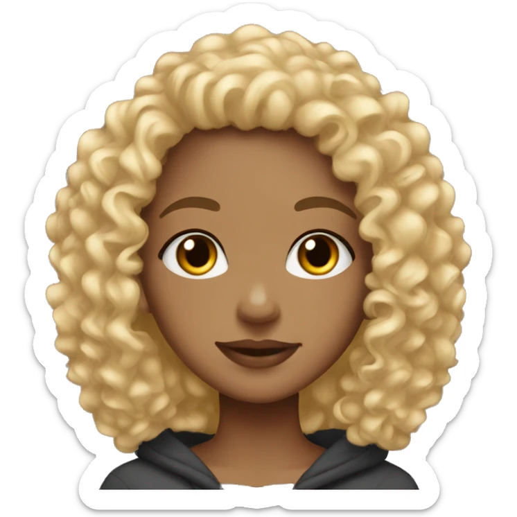 Curly hair girl light skin girl long eyelashes with hoodie  sticker