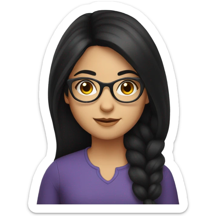 armenian girl with optical glasses and black hair sticker