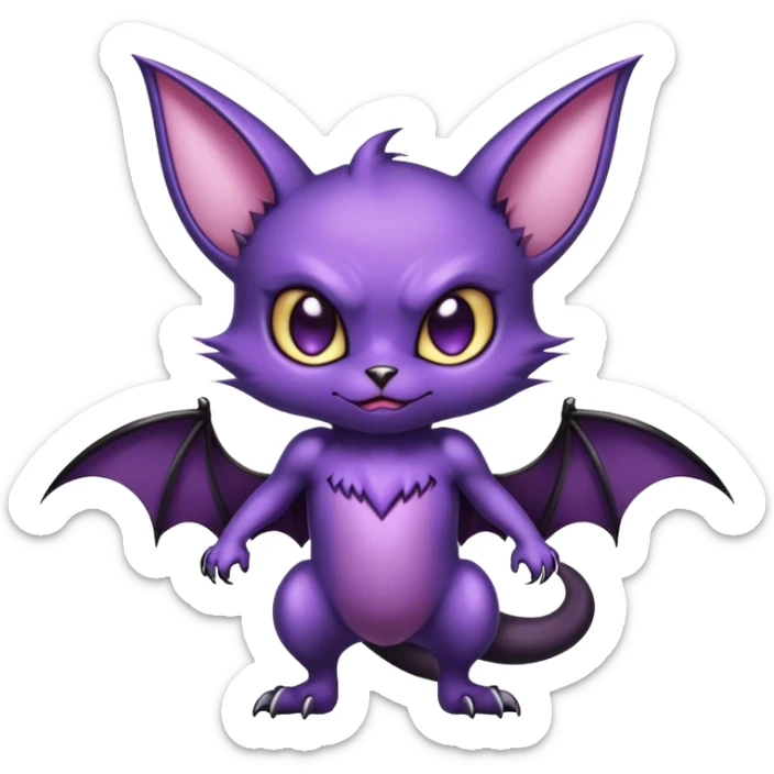 Shiny Dark Cute Cool Badass Noibat-Bat-Cat-fusion-hybrid full body sticker
