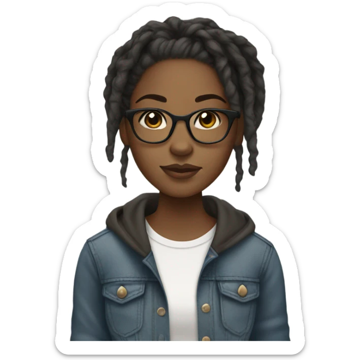 black girl teenager with locs and glasses sticker