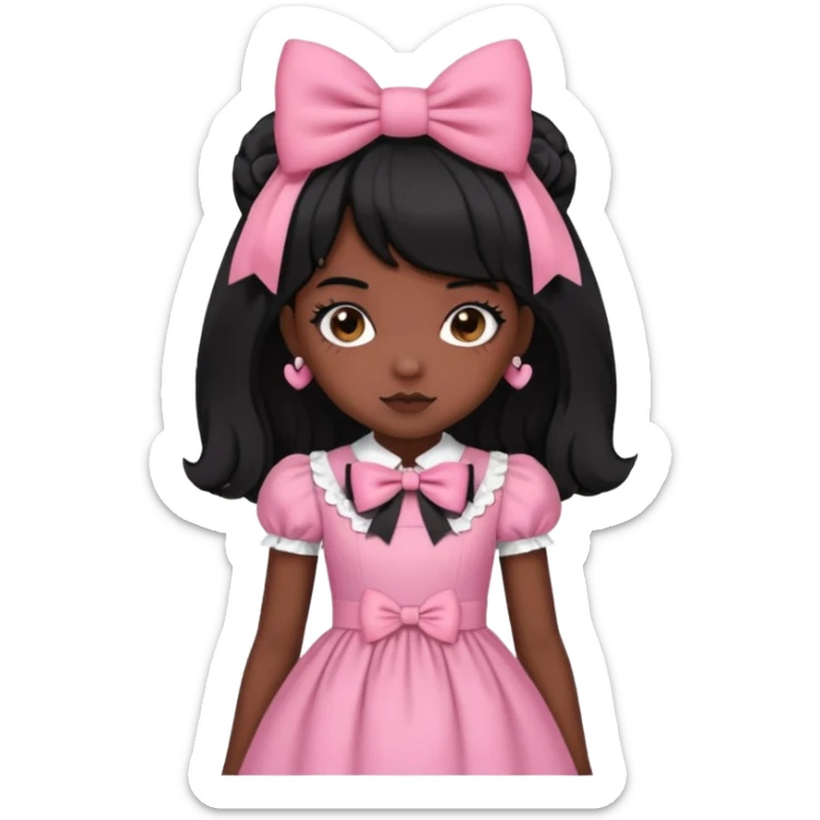 Pink dark skin Lolita with black hair sticker