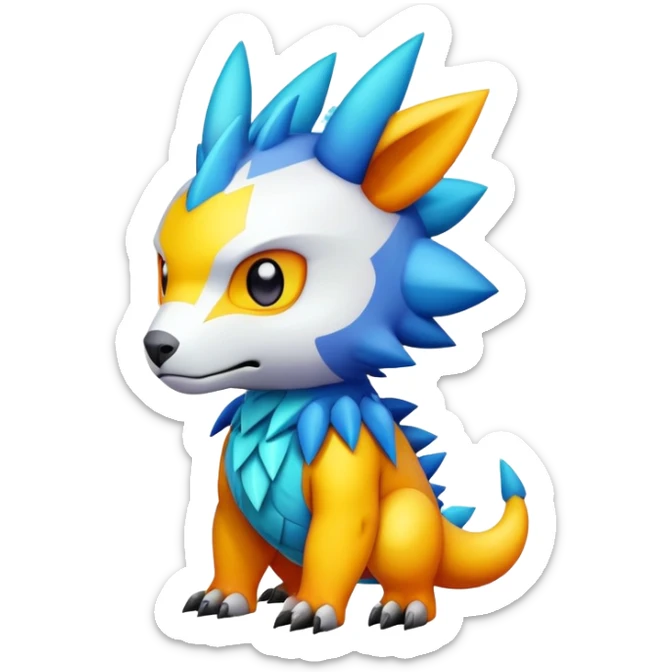 cute colorful kawaii cool edgy Digimon-Fakemon-animal full body sticker