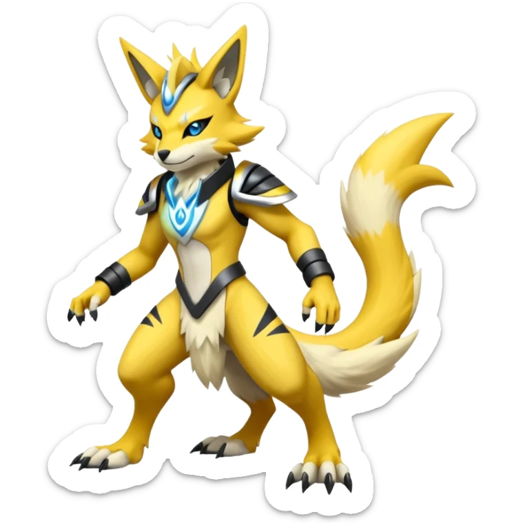 Modern futuristic Lombax-Zeraora-Renamon-fusion (full body) sticker