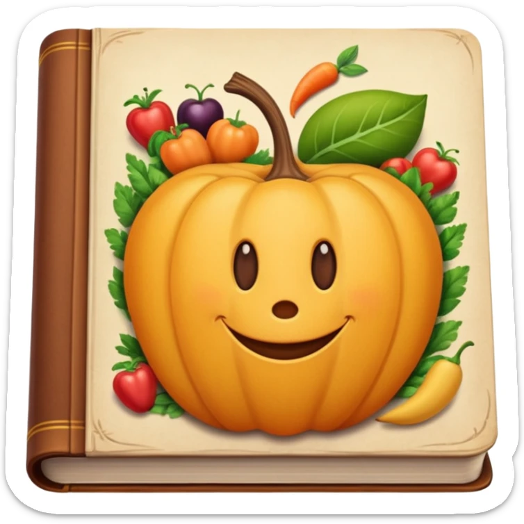 an old brown heavy book with healthy food on the cover Disney style sticker