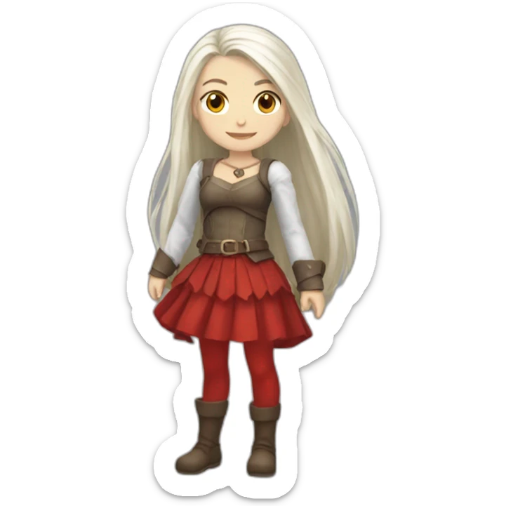 rpg-girl-with-long-white-hair-and-red-skirt and tights sticker