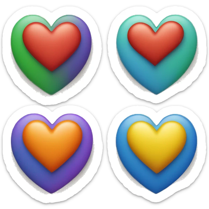 red heart in orange heart in yellow heart in green heart in blue heart i Purple Heart  sticker