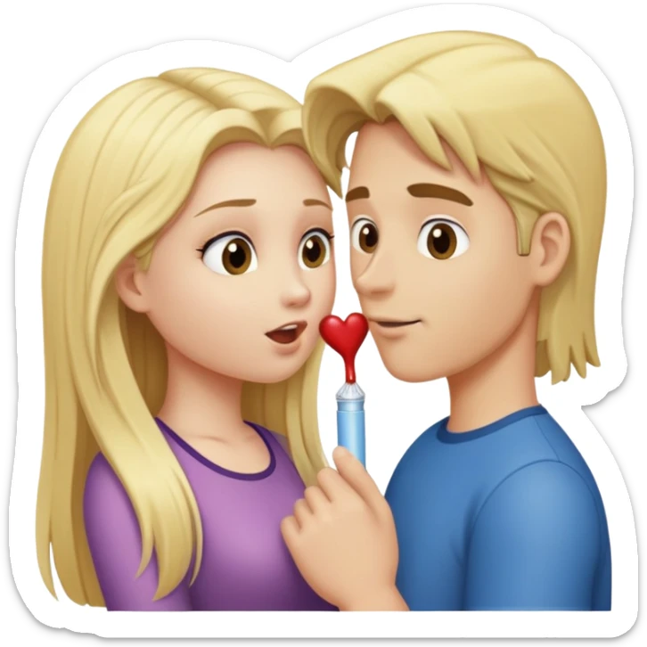 Girl with long blonde hair gives blowjob to a man sticker