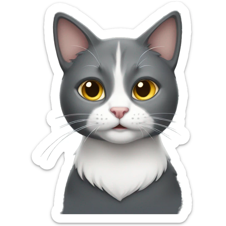 Dark grey and white cat sticker