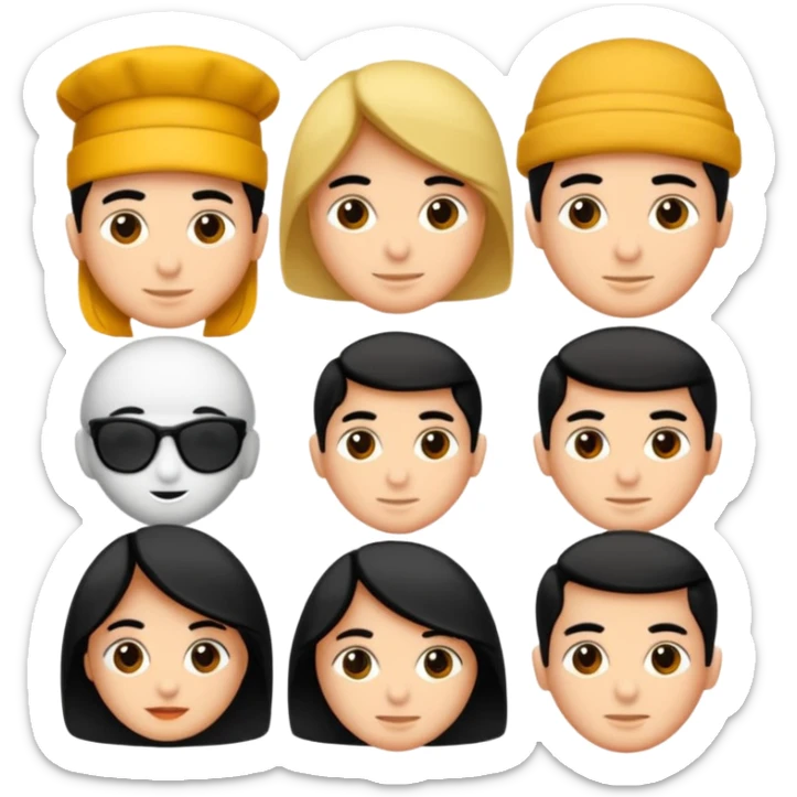 Saçı uzun ve arkadan bağlı, beyaz tenli, sakallı 24 yaşlarında olan bir erkek çiz sticker