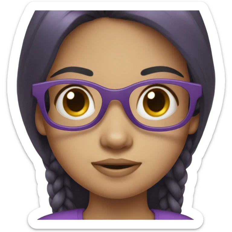 pale little girl in purple glasses and dark hair sticker
