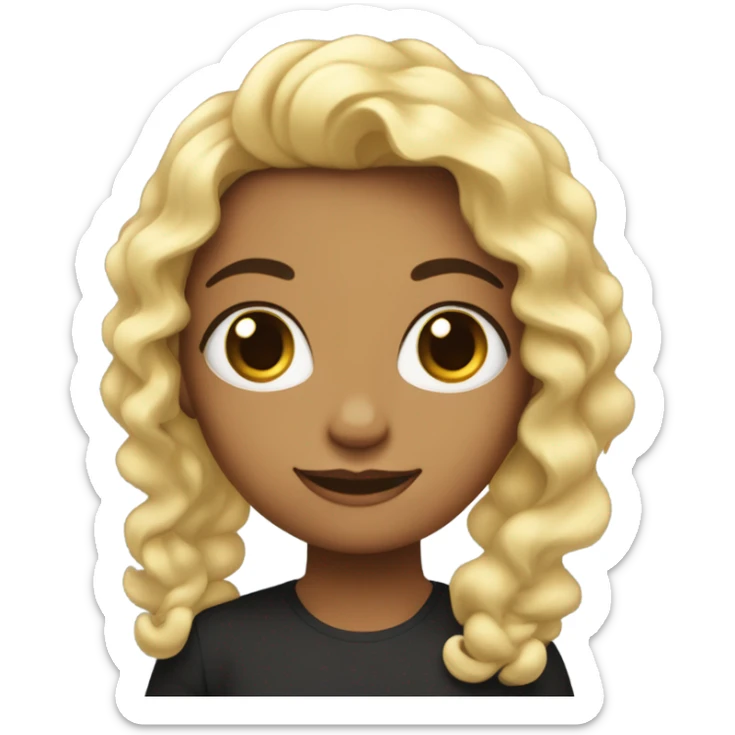 Uma menina de cabelo ondulado preto, cor de pele branca, olhos castanhos escuros  sticker
