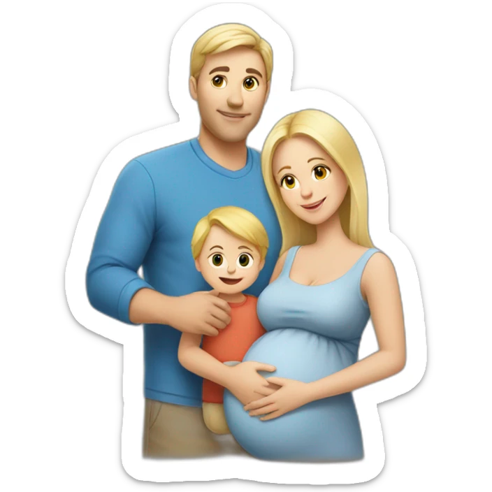 Family;blonde-haired-pregnant-mother, Turkish-white-man, blond-haired-baby-boy sticker