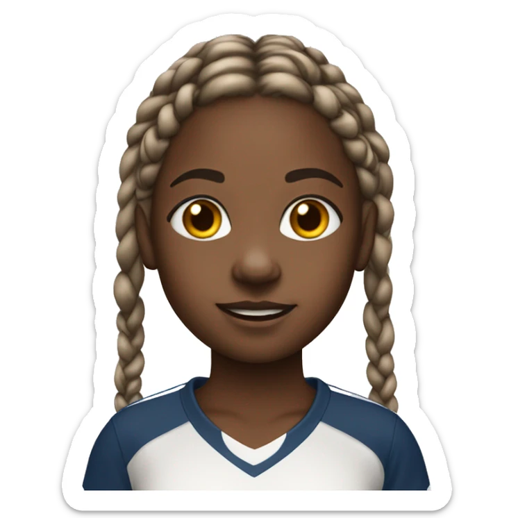 black girl aged 10 with braids in football shirt sticker