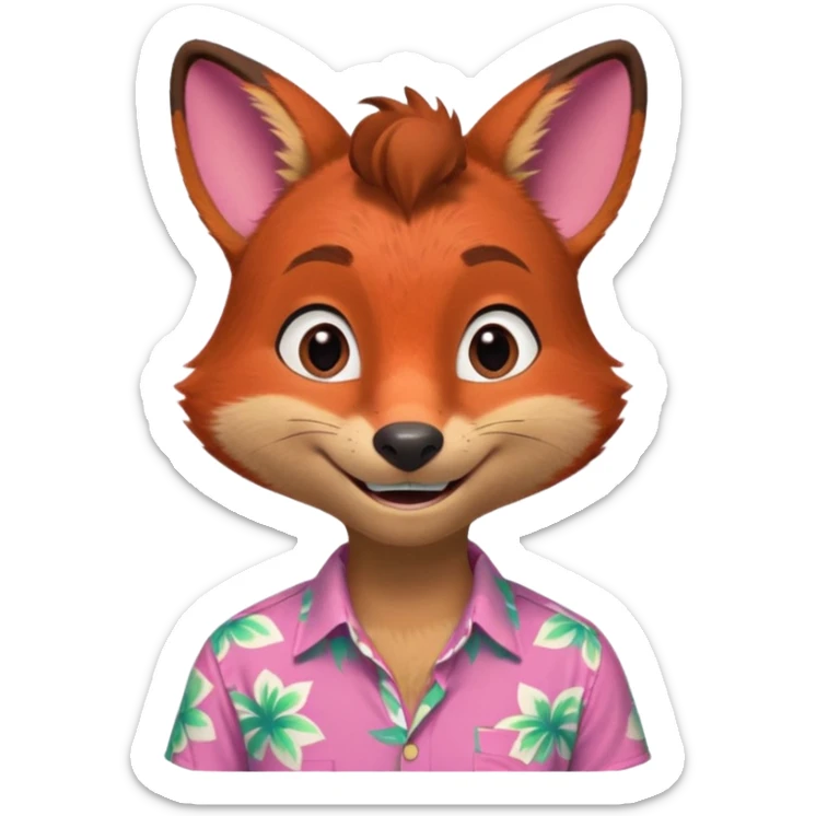 Nick Wilde with a pink Hawaii shirt from the Zootopia Disney movie sticker