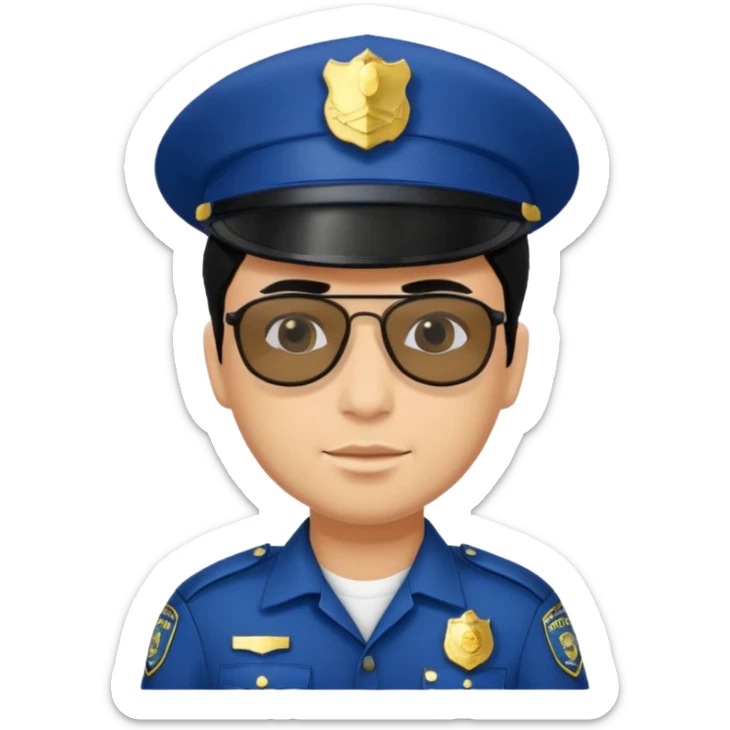man police with hair style and hats and sun glasses black dress sticker