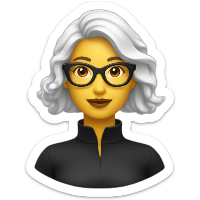 Femme blanche avec col roulé noir et lunettes de soleil noir sticker