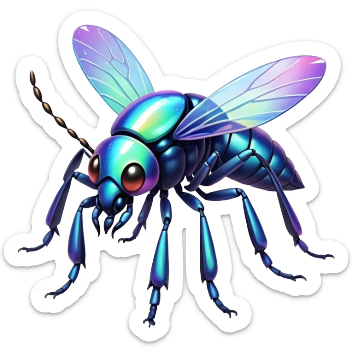 Elemental cute steel-insect-type magical colorful exotic animesque Pokémon-Fakémon-animal-creature sticker
