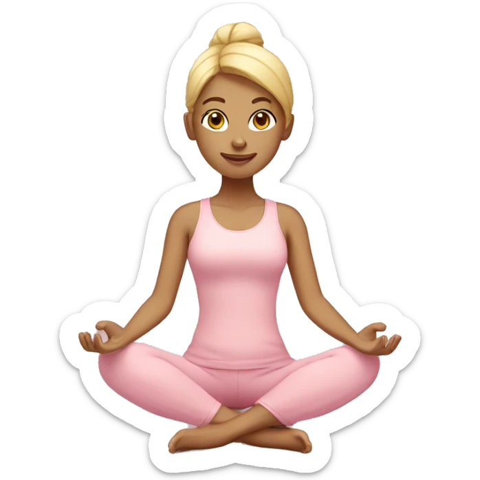 blonde yoga girl light pink clothes n sticker