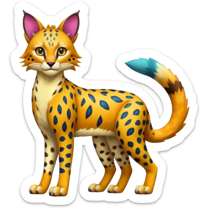 Colorful Bobcat-Cheetah-Caracal-Leopard-Sergal-Serval-Genet-Pokémon-Digimon-Fakémon-fusion-hybrid-creature sticker