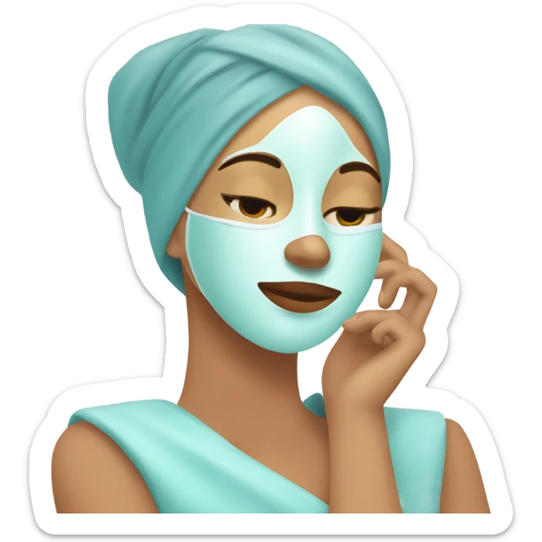 Lady with face mask spa beauty full face relaxing sticker