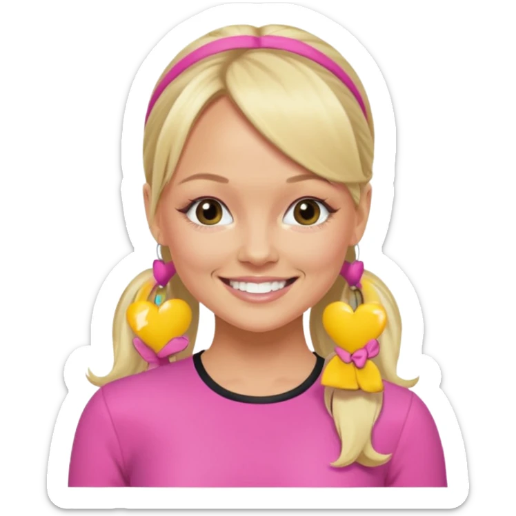 Emma Bunton with blonde ponytail hair and pink outfit sticker