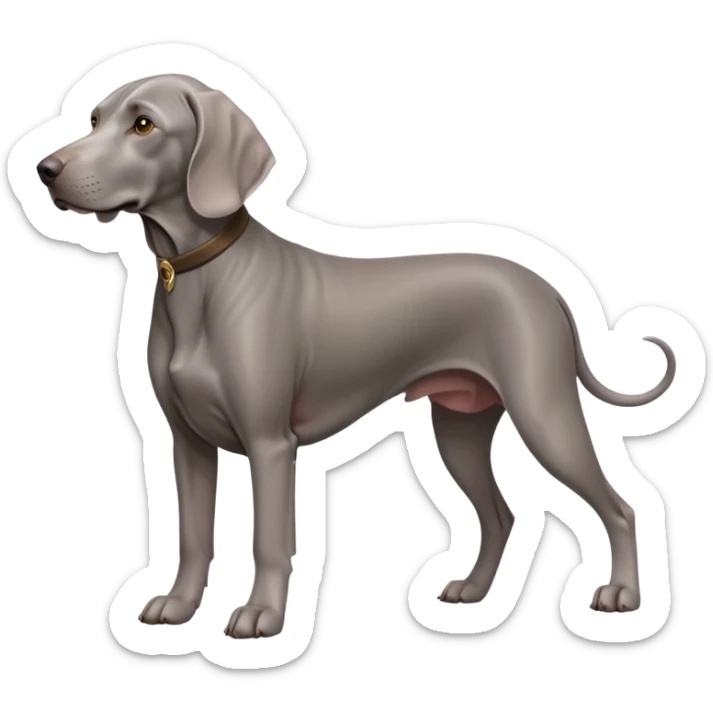 cinematic-noble-weimaraner-full body-emoji on all fours,-poised-and-regal,-with-a-strong,-athletic-build-and-a-lustrous,-well-groomed-grey fur,-deep-set-soulful-brown-eyes,-simplified-yet-sharp-and-sophisticated-features,-highly-detailed, sticker