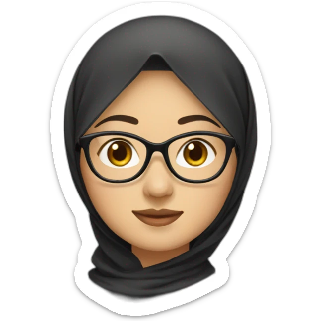 asian-woman-wearing-brown-hijab-and-black-shirt-and-rounded-glasses sticker