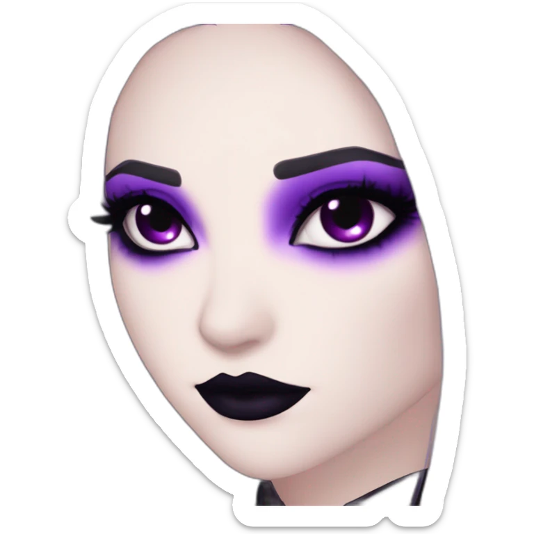 Elissabat long-hair-dark-plumpurple-and-black-vampire-goth-makeup-pinkeyes-romanticgothcloses- sticker