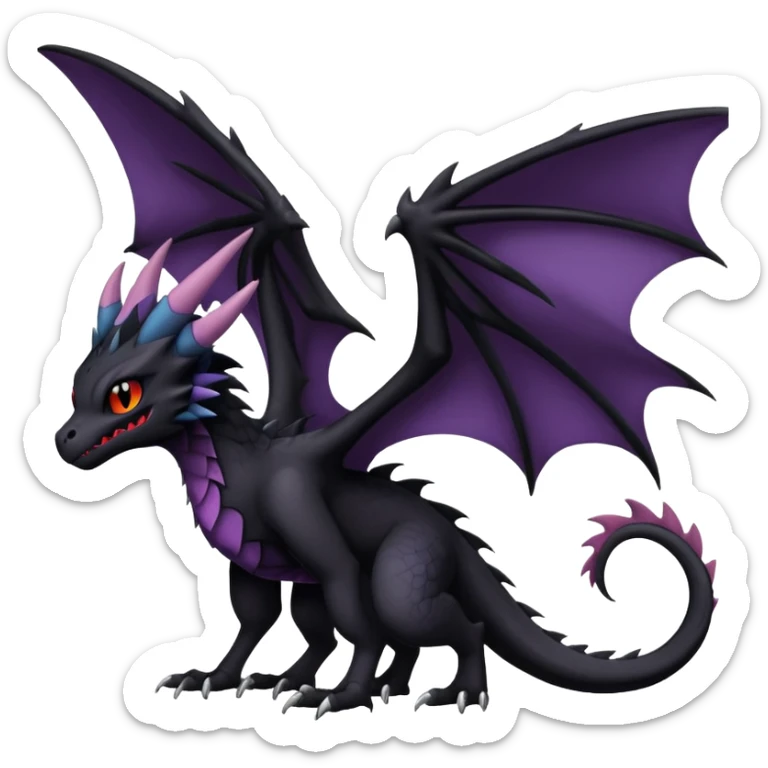 Gothic Badass Edgy Dark Mysterious Mystical Dragon-Beast-Trico-Noivern-Noibat-Fursona sticker