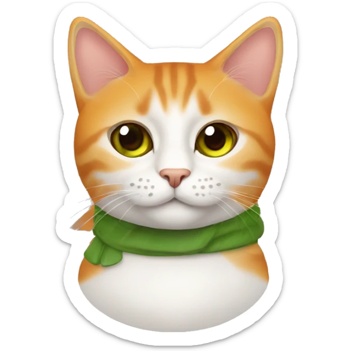 Gato color naranja tierno ojos verde con una mancha café en la nariz sticker