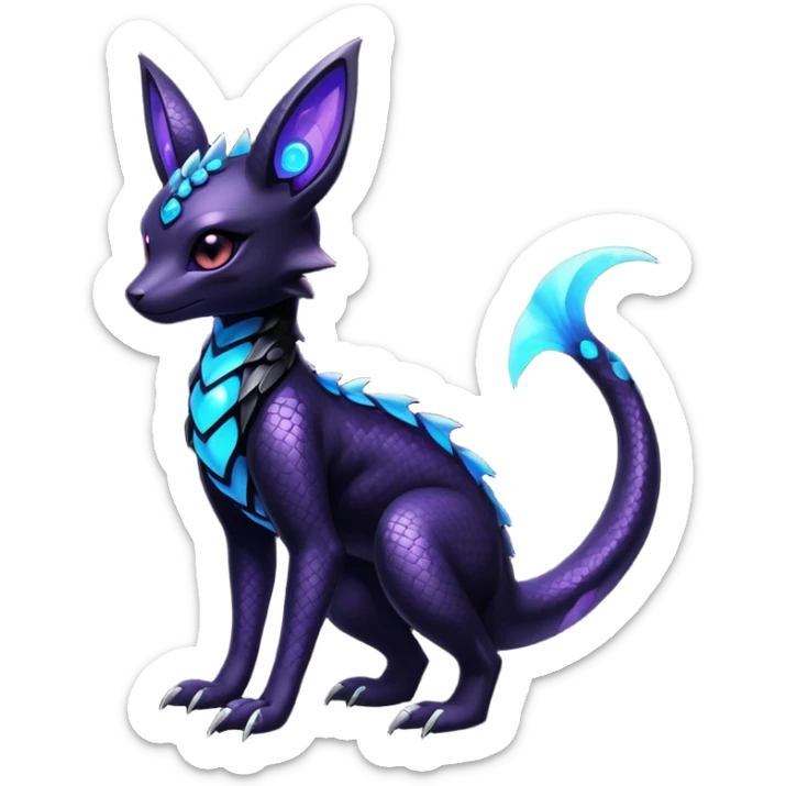 Shiny Dark Cute Majestic Sophisticated Modern Gothic Gloomy Futuristic Scaly Cyber-Salandit-Umbreon-Delcatty-Hybrid (Full body) sticker