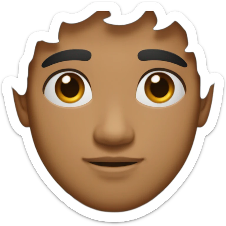 A Sri Lankan young guy with curved nose, black hair, brown eyes, little beard sticker
