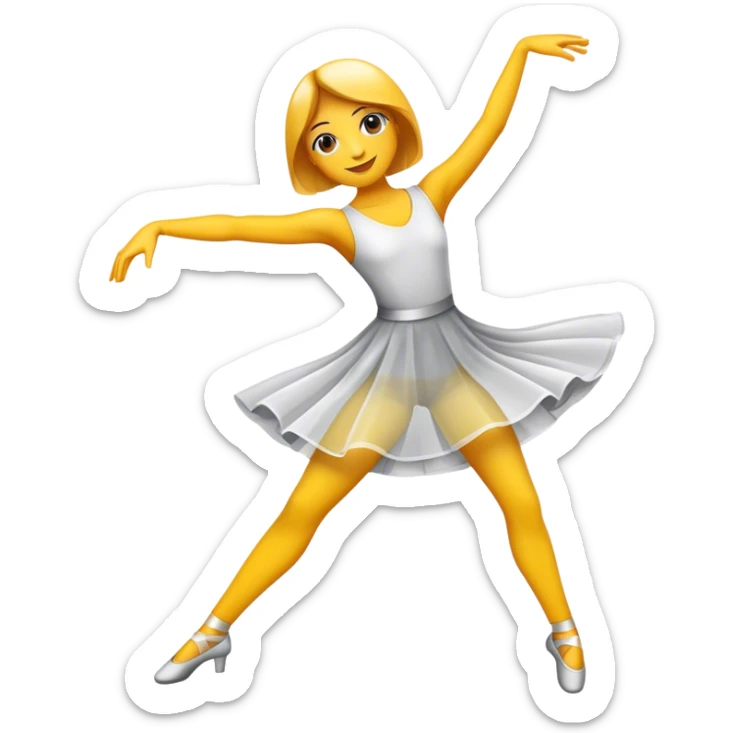 Humanless emoji of Contemporary Dance: The icon should convey the energy and creativity of contemporary dance through symbols and visual elements. bright modern clothing, movement lines, and stage lighting like spotlights.  Transparent background. sticker