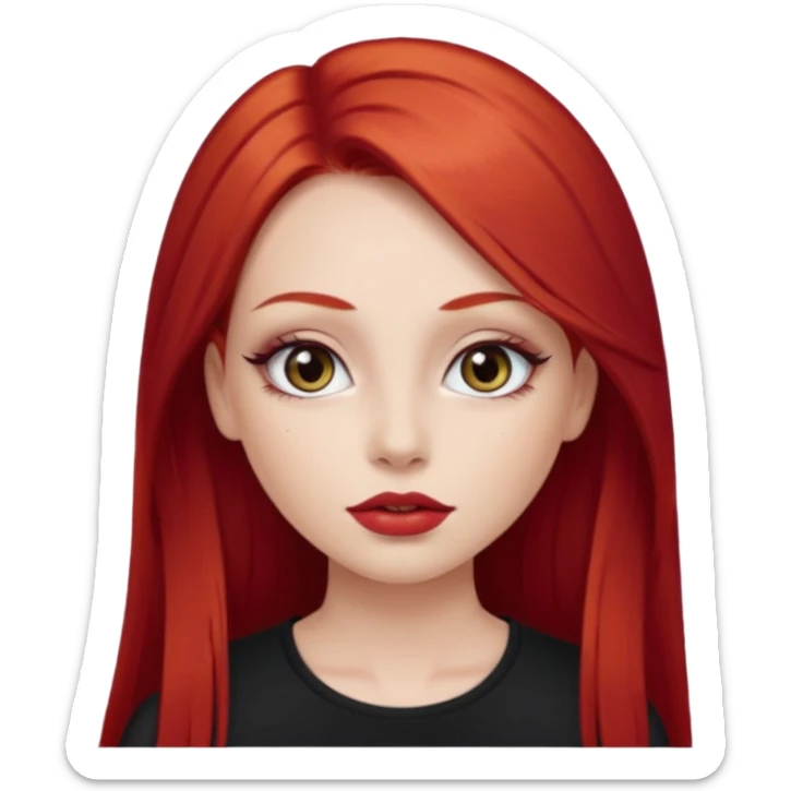 una chica con los labios y los ojos maquillados, de piel blanca con el pelo liso y largo y pelirrojo sticker