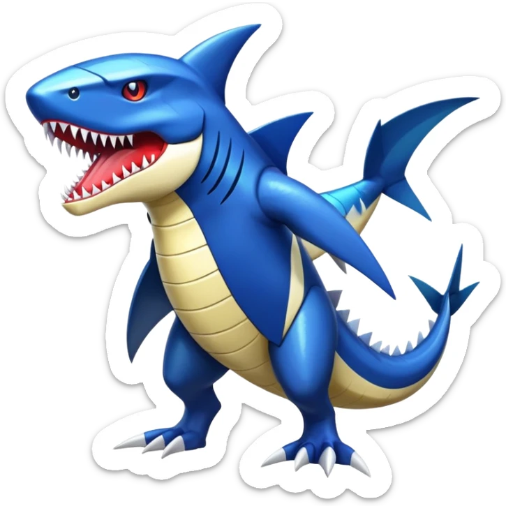 Shiny Exotic Colorful epic Sharpedo-Garchomp-Koraidon-Fakémon-hybrid-creature (full body)  sticker