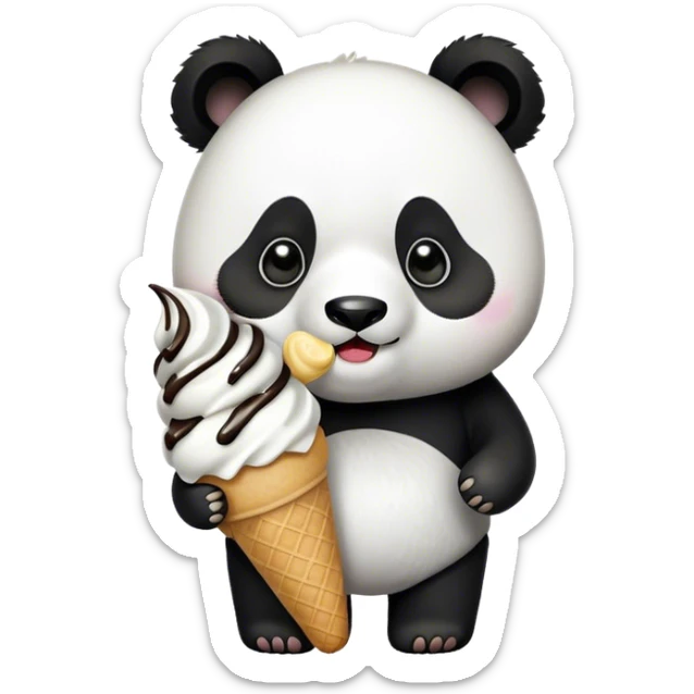 Panda eating ice cream sticker