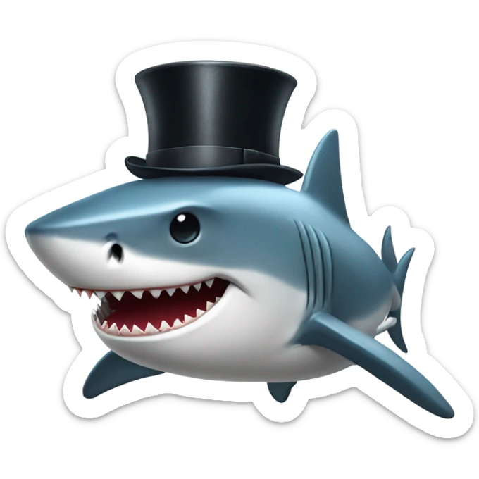 Shark with a top hat sticker