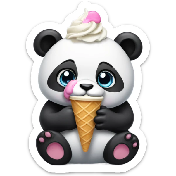 Panda eating ice cream sticker