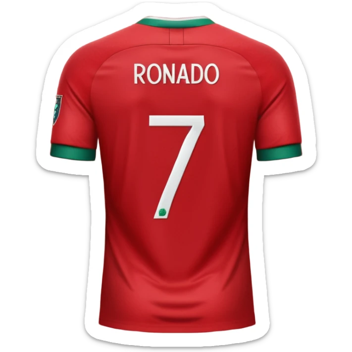 Create back side jersey of Portugal football team of red colour. Name "RONALDO" jersey no 7. sticker