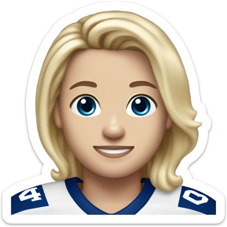 hockey player wearing a Toronto Maple Leafs jersey number 14 right handed blonde hair and a con the jersey  sticker