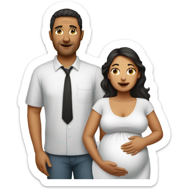 Latin pregnant wife and husband without facial hair sticker