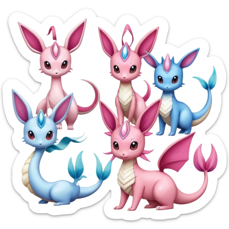 Milotic-Sylveon-Espeon-Vaporeon-Dragonair-Pokémon full body sticker