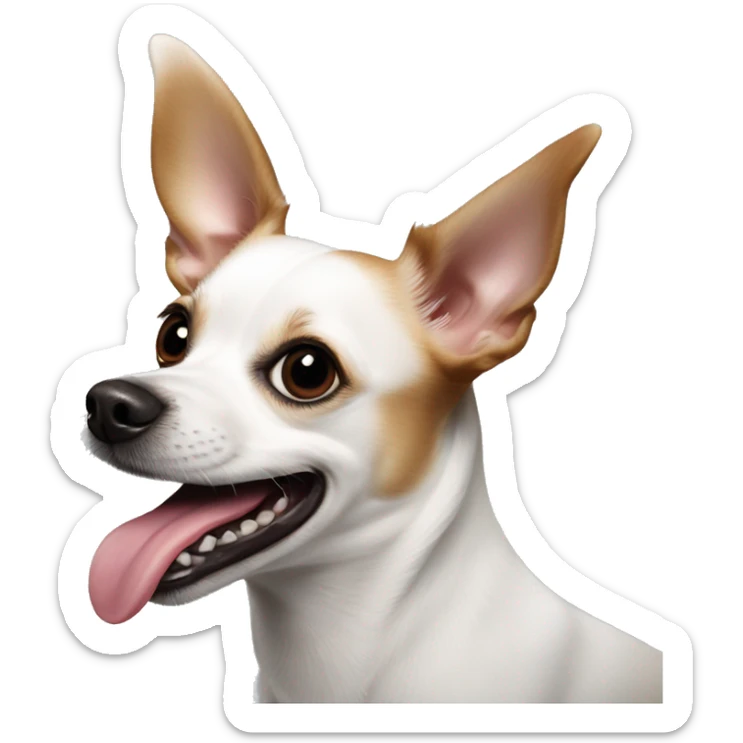 White black dog Chihuahua Jack Russel cross breed tongue out sticker