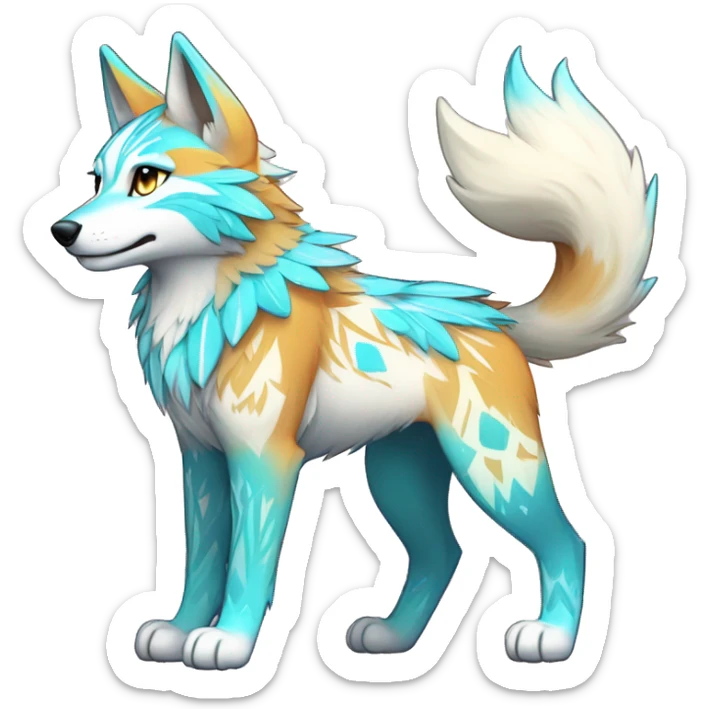 Colorful Shiny Fionbri-Falvie-sparkle-wolf-sona with tribal markings full body sticker