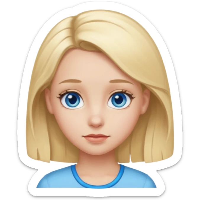 blonde girl, blue eyes with clips in hair and big forehead sticker