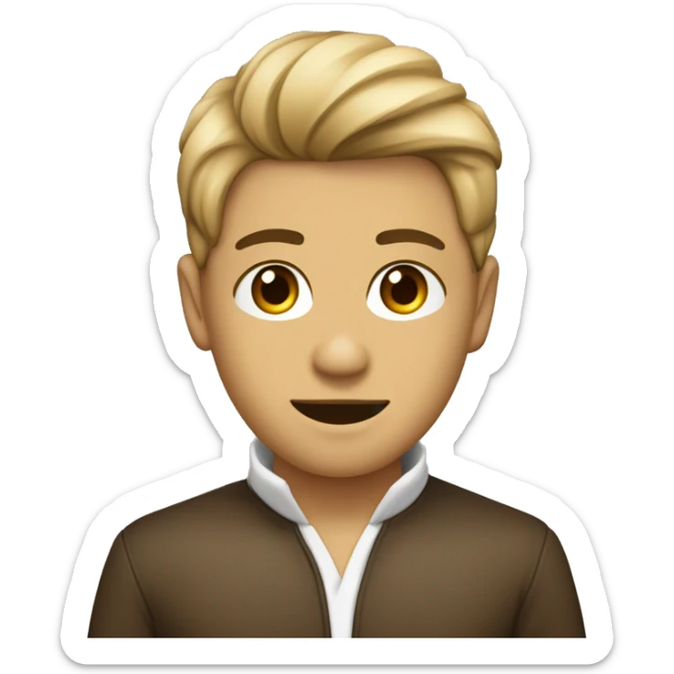 garoto criança  cabelo curto liso castanho olho castanho cor de pele bege usando agasalho  sticker