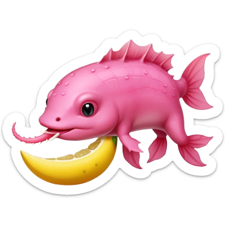 J’aimerais un Axolotl en dessin anime un peu rose qui mange un citron sticker