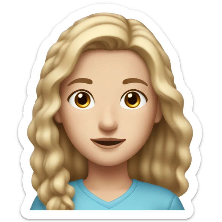 a girl with freckles greyish blue eyes and blondish light brown hair with lightish skin  sticker