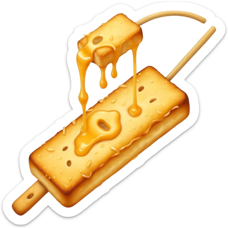 Create an emoji-style illustration of a tequeño, a traditional Venezuelan snack. It should look like a fried cheese stick  sticker